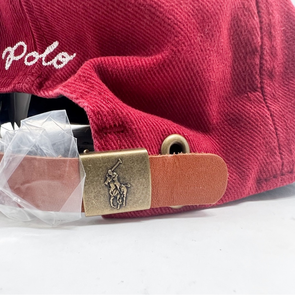 POLO RALPH LAUREN Logo Twill Flat Bill Baseball Ball Cap Hat, WINE, NAVY - Picture 13 of 15